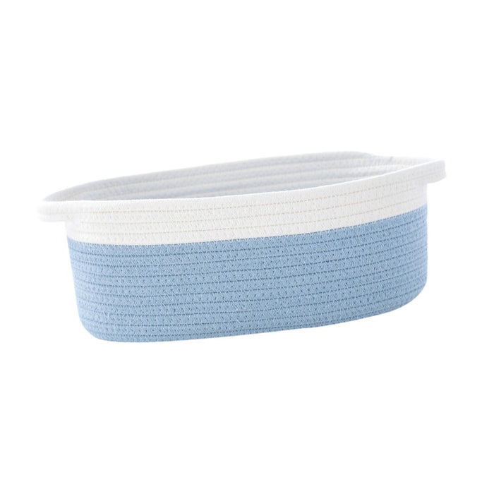 Crofta Cotton Rope Basket Dog Toy Basket Woven Basket for Toy Shelves Laundry white light blue