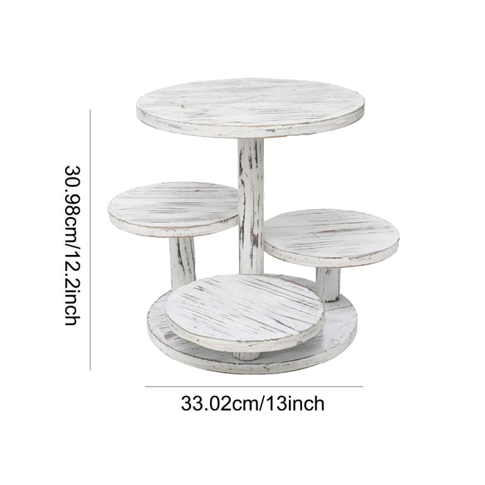 Wooden Dessert Stand Rustic Cupcake Display for Spice Jars Wedding Cosmetics Round White