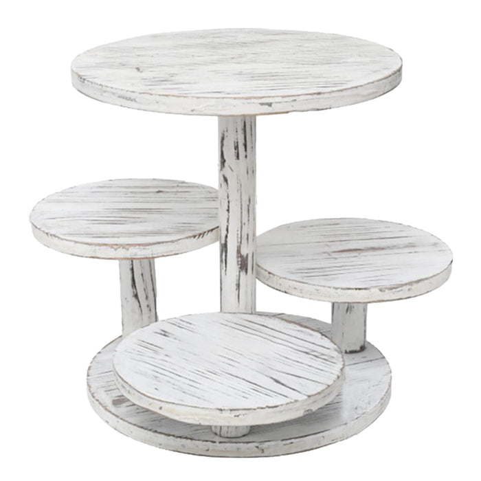 Wooden Dessert Stand Rustic Cupcake Display for Spice Jars Wedding Cosmetics Round White