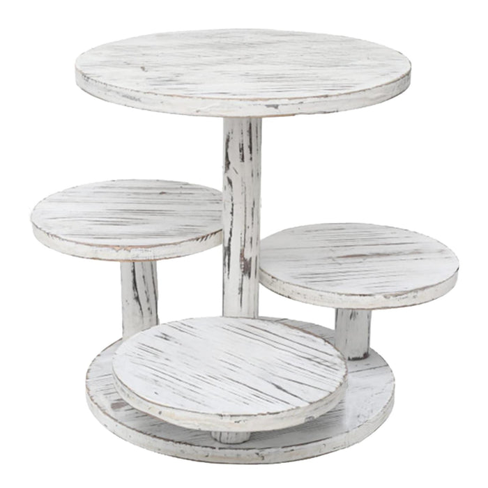 Wooden Dessert Stand Rustic Cupcake Display for Spice Jars Wedding Cosmetics Round White