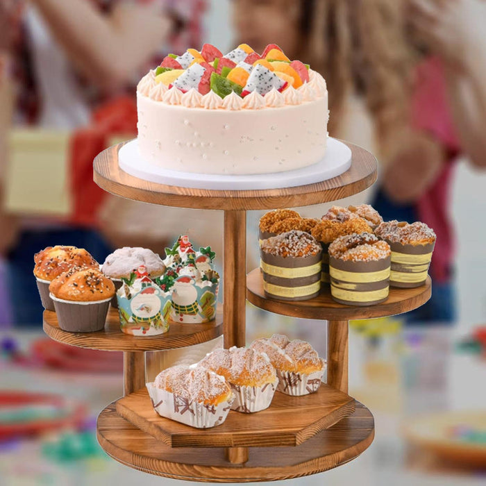 Wooden Dessert Stand Rustic Cupcake Display for Spice Jars Wedding Cosmetics Round hexagon