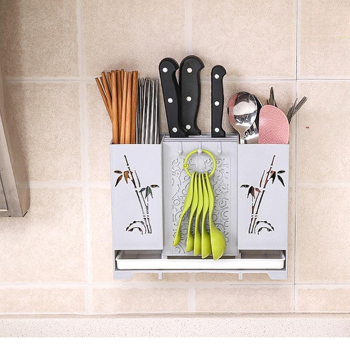 Utensil Drying Rack for Kitchen Counter Sturdy PP Material Chopsticks Holder Light Gray