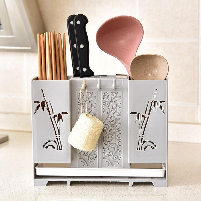 Utensil Drying Rack for Kitchen Counter Sturdy PP Material Chopsticks Holder Light Gray