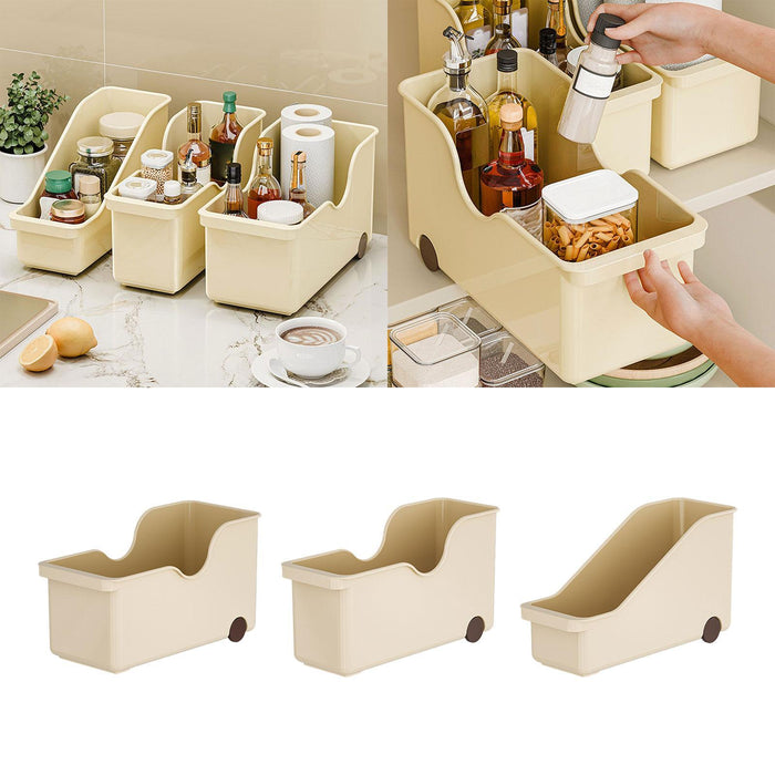 Storage Box with Wheels Pantry Organization for Cabinet Shelf Kitchen Closet 40.7cmx18.3cmx22cm