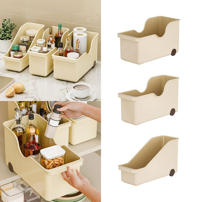 Storage Box with Wheels Pantry Organization for Cabinet Shelf Kitchen Closet 40.7cmx18.3cmx22cm