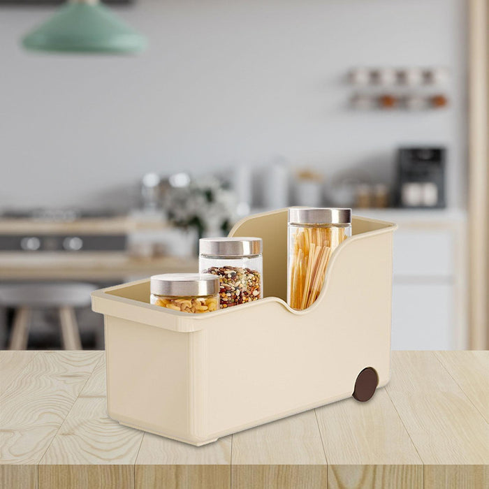 Storage Box with Wheels Pantry Organization for Cabinet Shelf Kitchen Closet 40.7cmx18.3cmx22cm