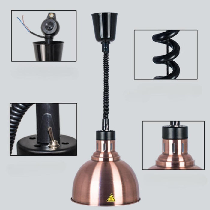 Crofta Food Warming Lamp Hanging Retractable Heat Lamp for Cafeteria Kitchen Buffet Bronze