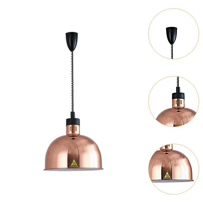 Crofta Food Warming Lamp Hanging Retractable Heat Lamp for Cafeteria Kitchen Buffet Rose Gold