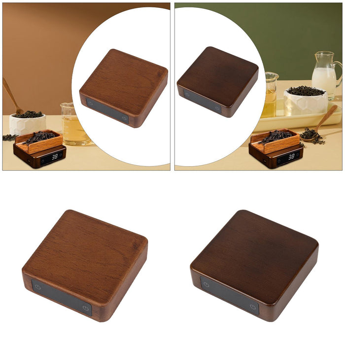 Tea Leaf Weighing Scale Wooden Accurate Weighing Tool LED Digital Tea Scale light brown