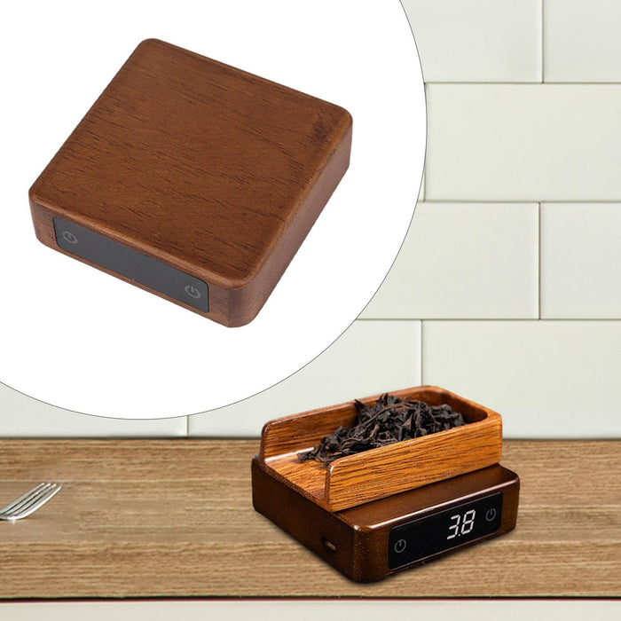 Tea Leaf Weighing Scale Wooden Accurate Weighing Tool LED Digital Tea Scale light brown