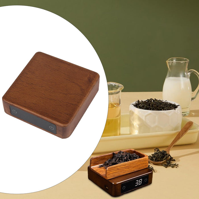 Tea Leaf Weighing Scale Wooden Accurate Weighing Tool LED Digital Tea Scale light brown