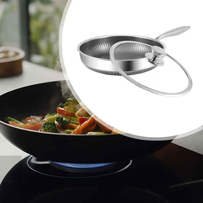 Stainless Steel Frying Pan Induction Cookware Cooking Pan for Gas Stoves Rvs Outer dia 30cm