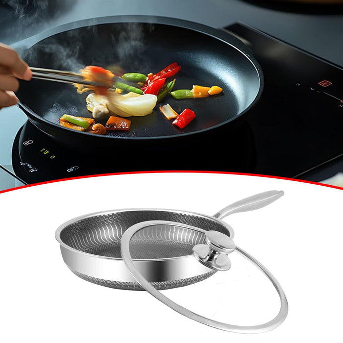 Stainless Steel Frying Pan Induction Cookware Cooking Pan for Gas Stoves Rvs Outer dia 30cm