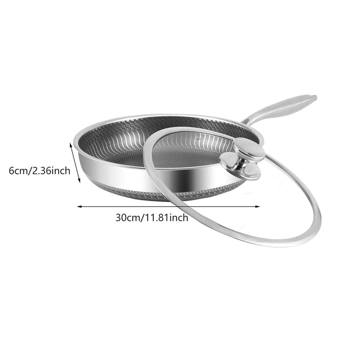 Stainless Steel Frying Pan Induction Cookware Cooking Pan for Gas Stoves Rvs Outer dia 30cm