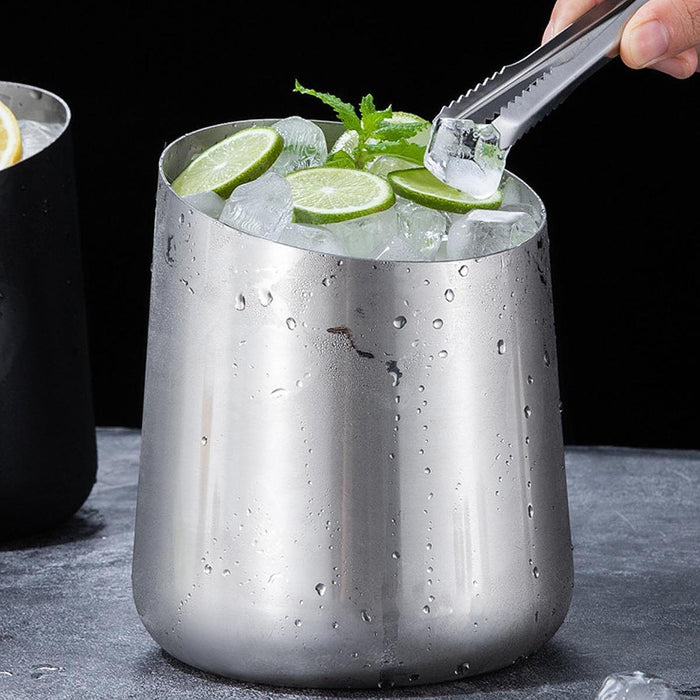 Ice Container Large Serving Bucket Cooling Bucket for Bar Restaurant Holiday Silver