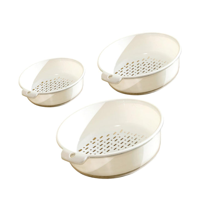 3 Pieces Vegetable Washing Basket Practical for Household Counter Restaurant White