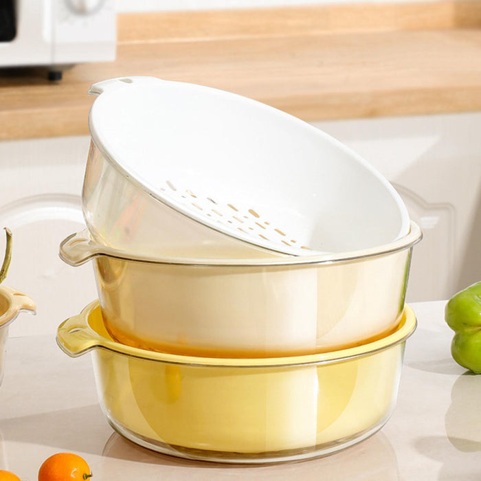 3 Pieces Vegetable Washing Basket Practical for Household Counter Restaurant White