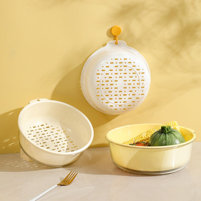 3 Pieces Vegetable Washing Basket Practical for Household Counter Restaurant White