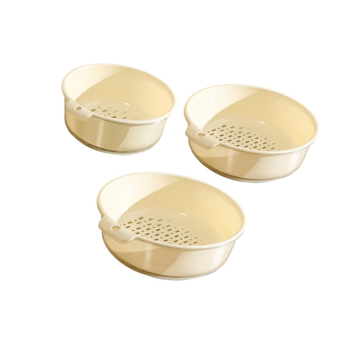 3 Pieces Vegetable Washing Basket Practical for Household Counter Restaurant Warm White