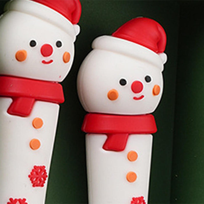 2Pcs Christmas Spoon and Fork Set Xmas Dessert Spoons for Iced Tea Ice Cream Snowman