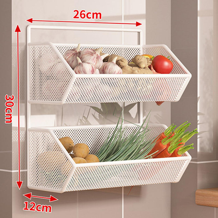 Wall Hanging Basket Wall Baskets Kitchen Organize for Closet Pantry Cabinets Double Layer Small