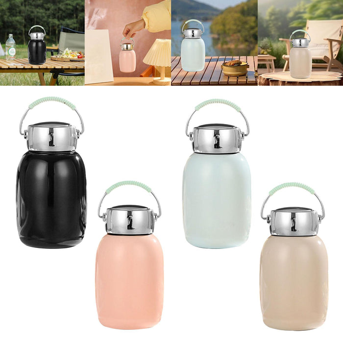 Thermal Water Bottle Gift Portable Small Travel Mug for Fitness Home Camping Black