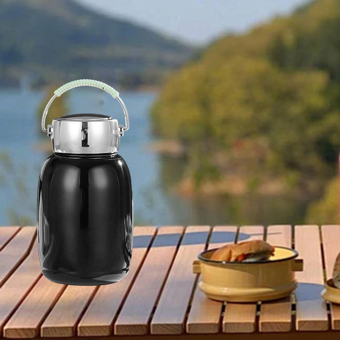 Thermal Water Bottle Gift Portable Small Travel Mug for Fitness Home Camping Black