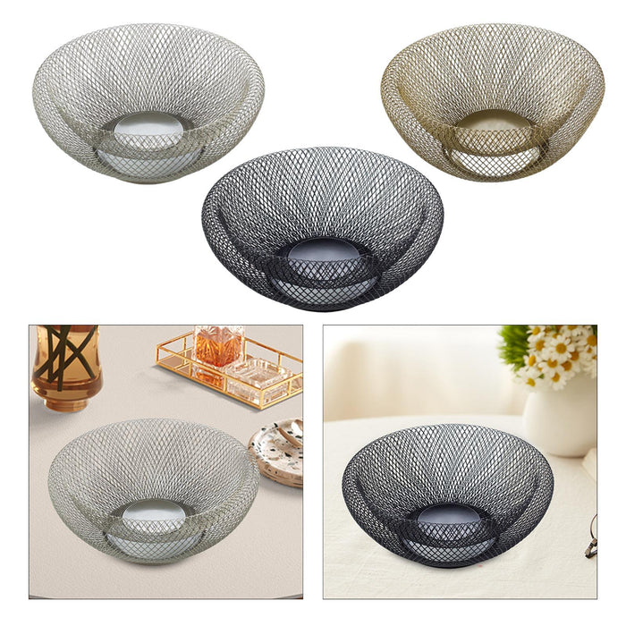 Snack Tray Hollow Design Iron Fruit Basket for Kitchen Countertop Restaurant Silver