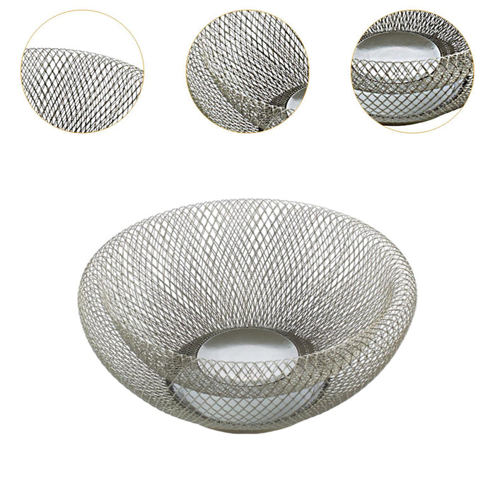 Snack Tray Hollow Design Iron Fruit Basket for Kitchen Countertop Restaurant Silver