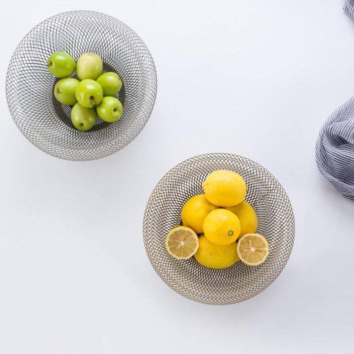 Snack Tray Hollow Design Iron Fruit Basket for Kitchen Countertop Restaurant Silver