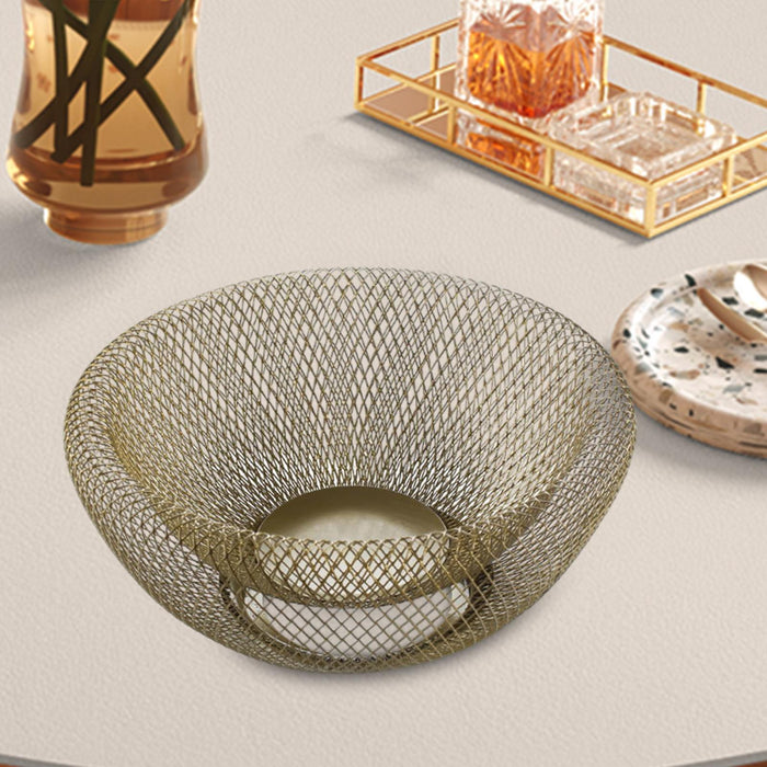 Snack Tray Hollow Design Iron Fruit Basket for Kitchen Countertop Restaurant Golden