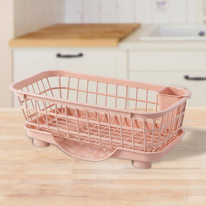 Dish Drying Rack Sink Shelf Sink Organizer Rack for Bathroom Home Countertop pink