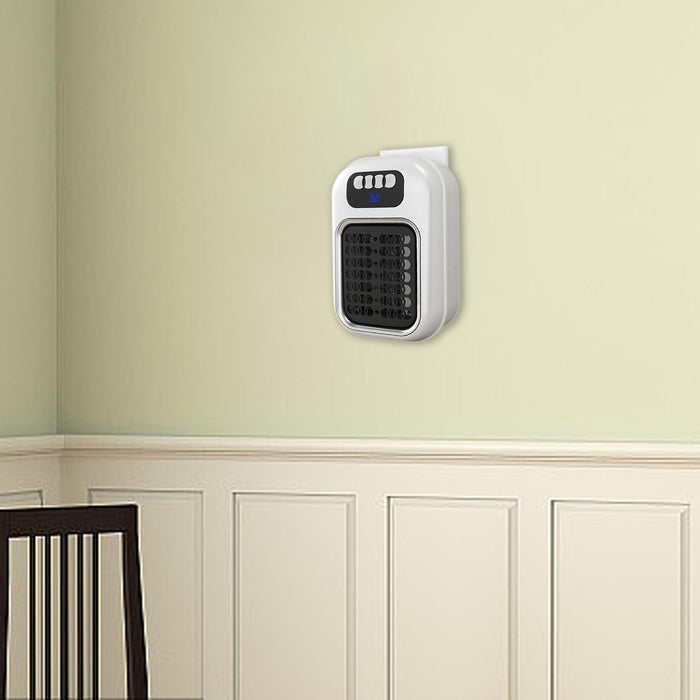 Wall Outlet Space Heater Adjustable Mini Space Heater for Indoor Office Home White