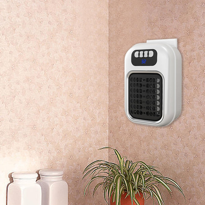 Wall Outlet Space Heater Adjustable Mini Space Heater for Indoor Office Home White