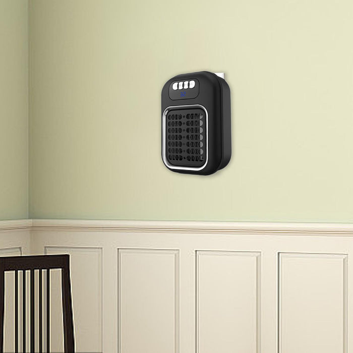 Wall Outlet Space Heater Adjustable Mini Space Heater for Indoor Office Home Black