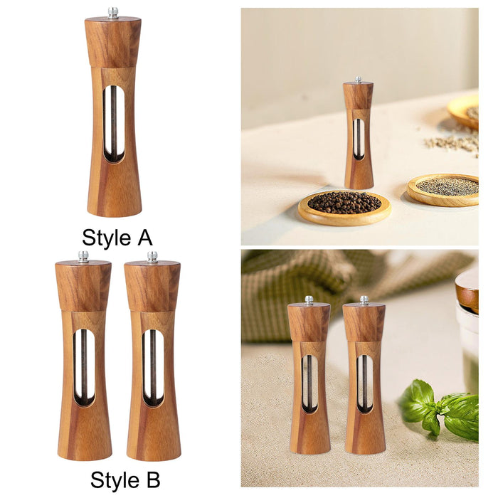 Wood Salt Grinder Small-size Easy to Use Peppermill for Sesame Kitchen Hotel 1 Piece