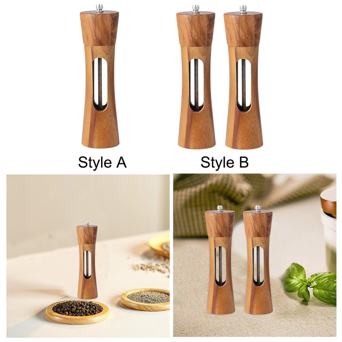 Wood Salt Grinder Small-size Easy to Use Peppermill for Sesame Kitchen Hotel 1 Piece