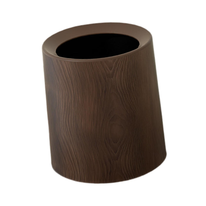 Wood Grain Plastic Trash Can Open Top for Bedroom Indoor Outdoor Living Room without base