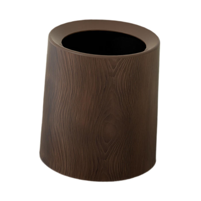 Wood Grain Plastic Trash Can Open Top for Bedroom Indoor Outdoor Living Room without base