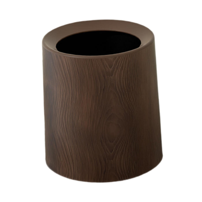 Wood Grain Plastic Trash Can Open Top for Bedroom Indoor Outdoor Living Room without base