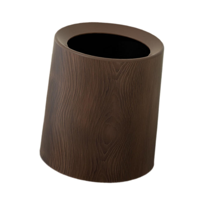 Wood Grain Plastic Trash Can Open Top for Bedroom Indoor Outdoor Living Room without base