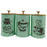 3x Coffee Tea Sugar Containers Iron Stylish Kitchen Canisters for Countertop Green