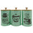 3x Coffee Tea Sugar Containers Iron Stylish Kitchen Canisters for Countertop Green