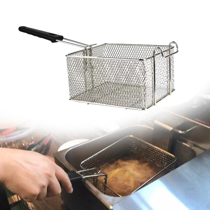 Wire Mesh Deep Frying Basket 10x7.6x5.5inch for Kitchen Anti Scalding Handle