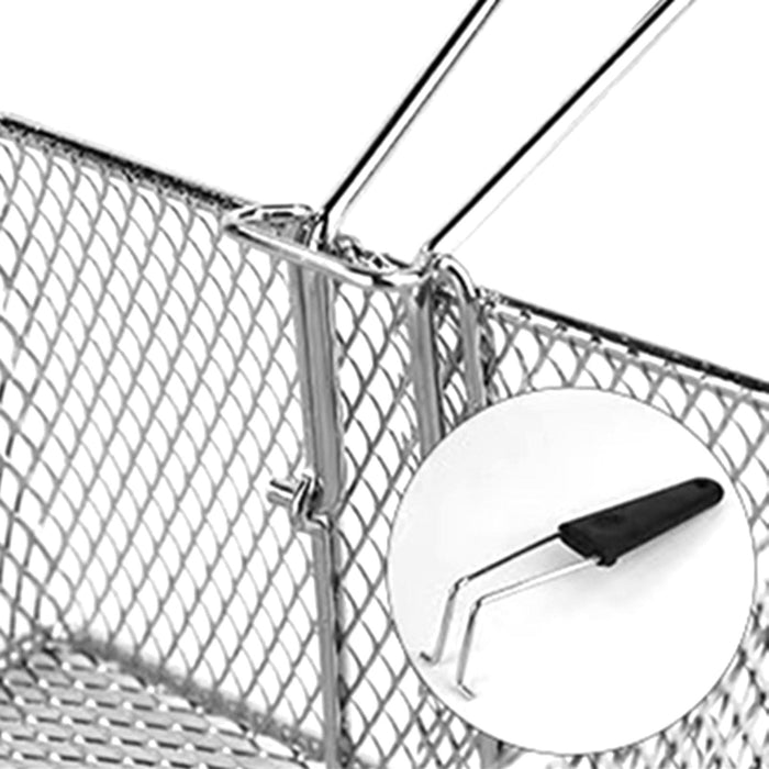 Wire Mesh Deep Frying Basket 10x7.6x5.5inch for Kitchen Anti Scalding Handle