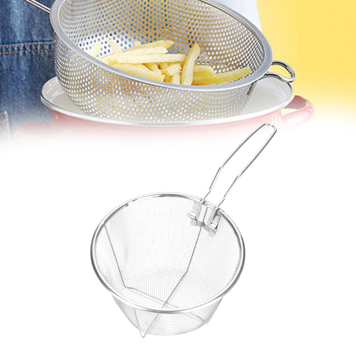 Stainless Steel Deep Fry Basket Easy to Use Deep Fryer Strainer for Barbecue