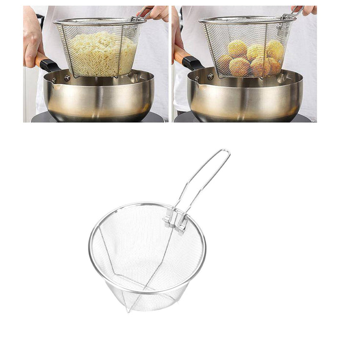 Stainless Steel Deep Fry Basket Easy to Use Deep Fryer Strainer for Barbecue