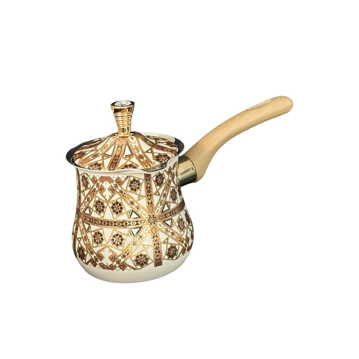 Stainless Steel Turkish Coffee Pot with Lid Melting Butter and Chocolate Pot 550ml Brown Pattern