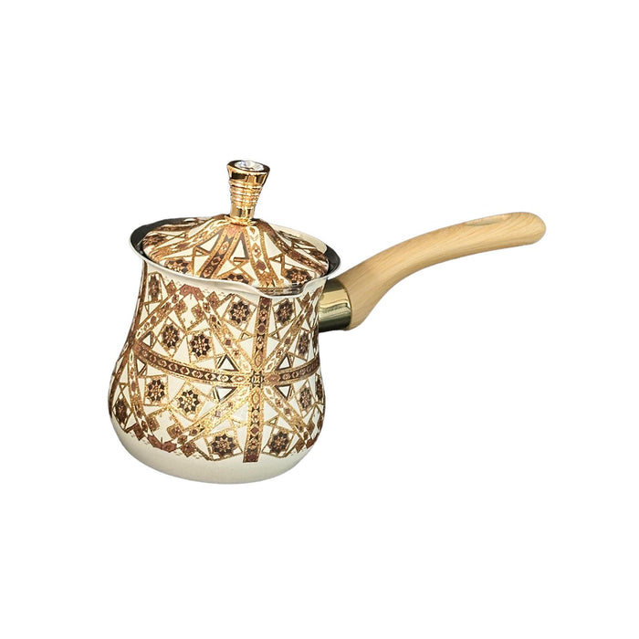 Stainless Steel Turkish Coffee Pot with Lid Melting Butter and Chocolate Pot 550ml Brown Pattern