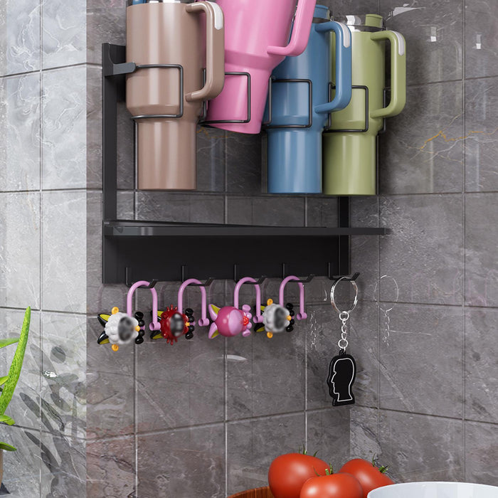 Water Bottle Holder Hanging Water Bottle Rack for Countertop Pantry Cupboard black 3 cup